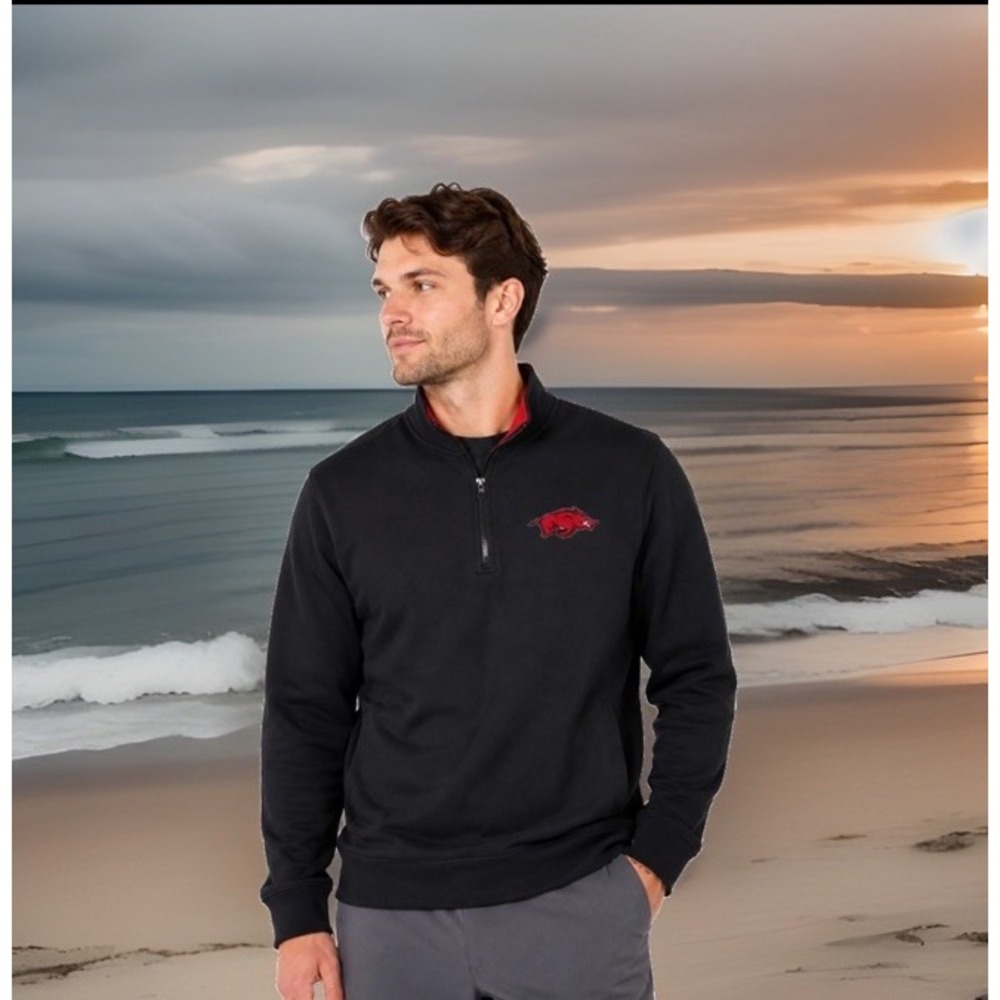 Arkansas Razorbacks Colosseum Athletic 1/4 Zip Blk/ Red XL Pullover Windbreaker